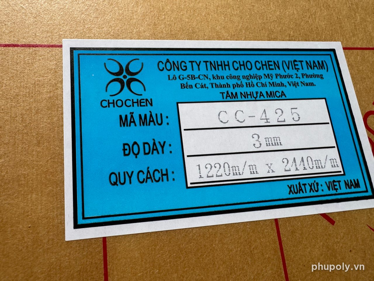 Tem tấm mica Chochen mã màu CC-425 dày 3mm